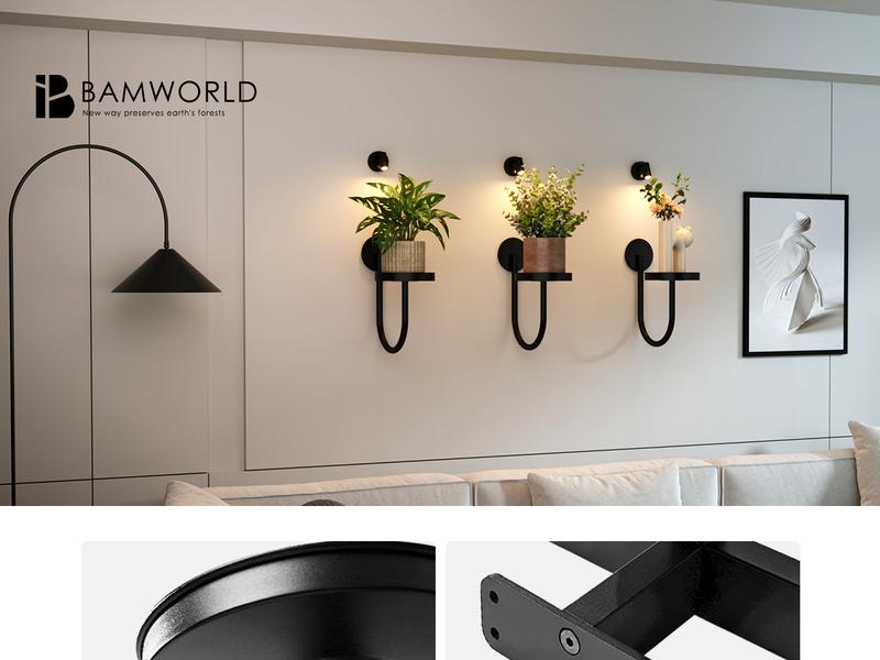 Bamworld 3pcs Wall Plant Holder Wall Planters for Indoor Plants Plant Hanger Indoor Wall Planter Window Plant Shelves Hanging Plant Holder Window Plant Hanger Plant Decor Black room decor for girls Flower Pots Garden Accessories