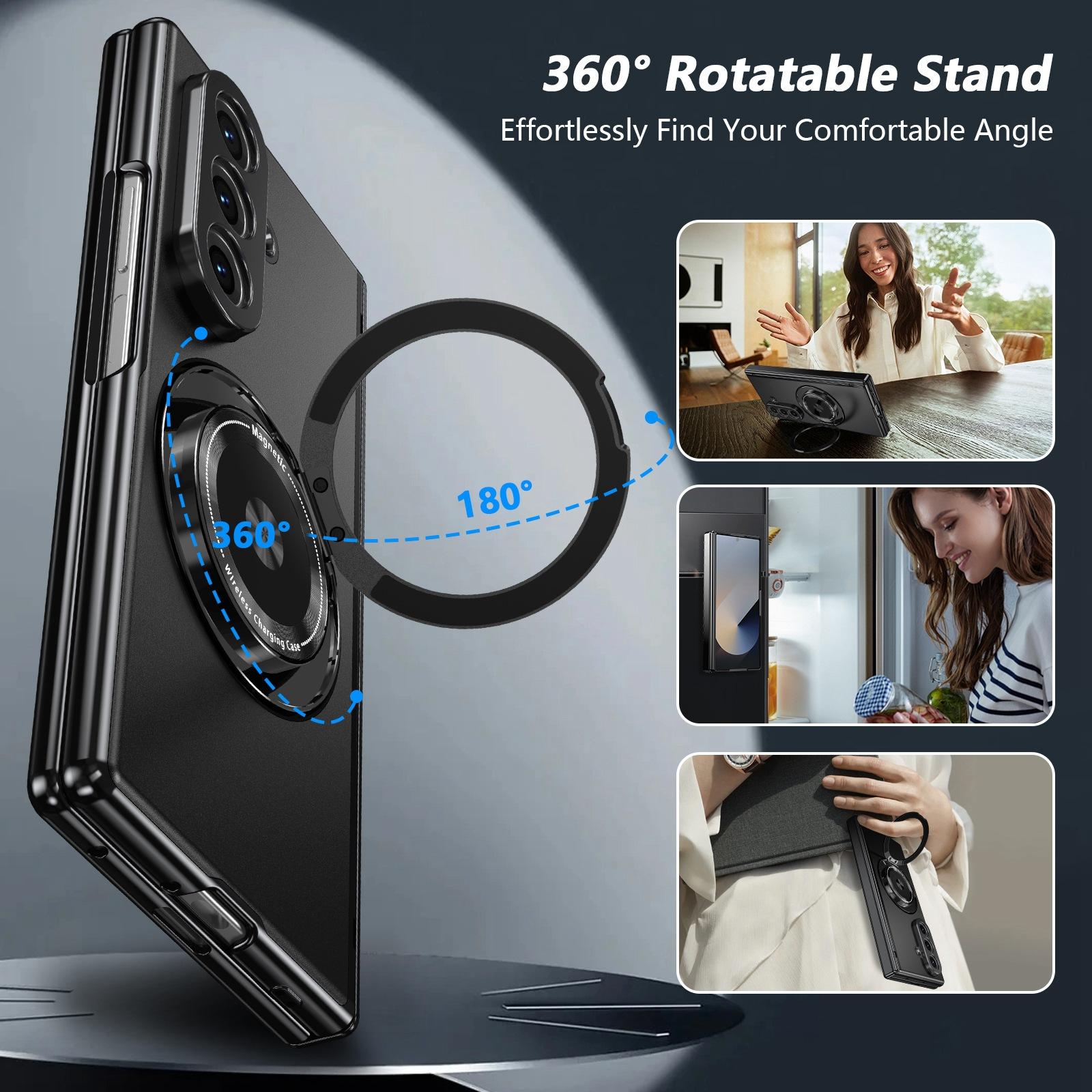Compatible with Phone Case for Galaxy Z Fold7/6/5/4/3 & Z Flip7/6/5/4/3 with Rotating Stand, Shockproof Protective Cover -HN1117
