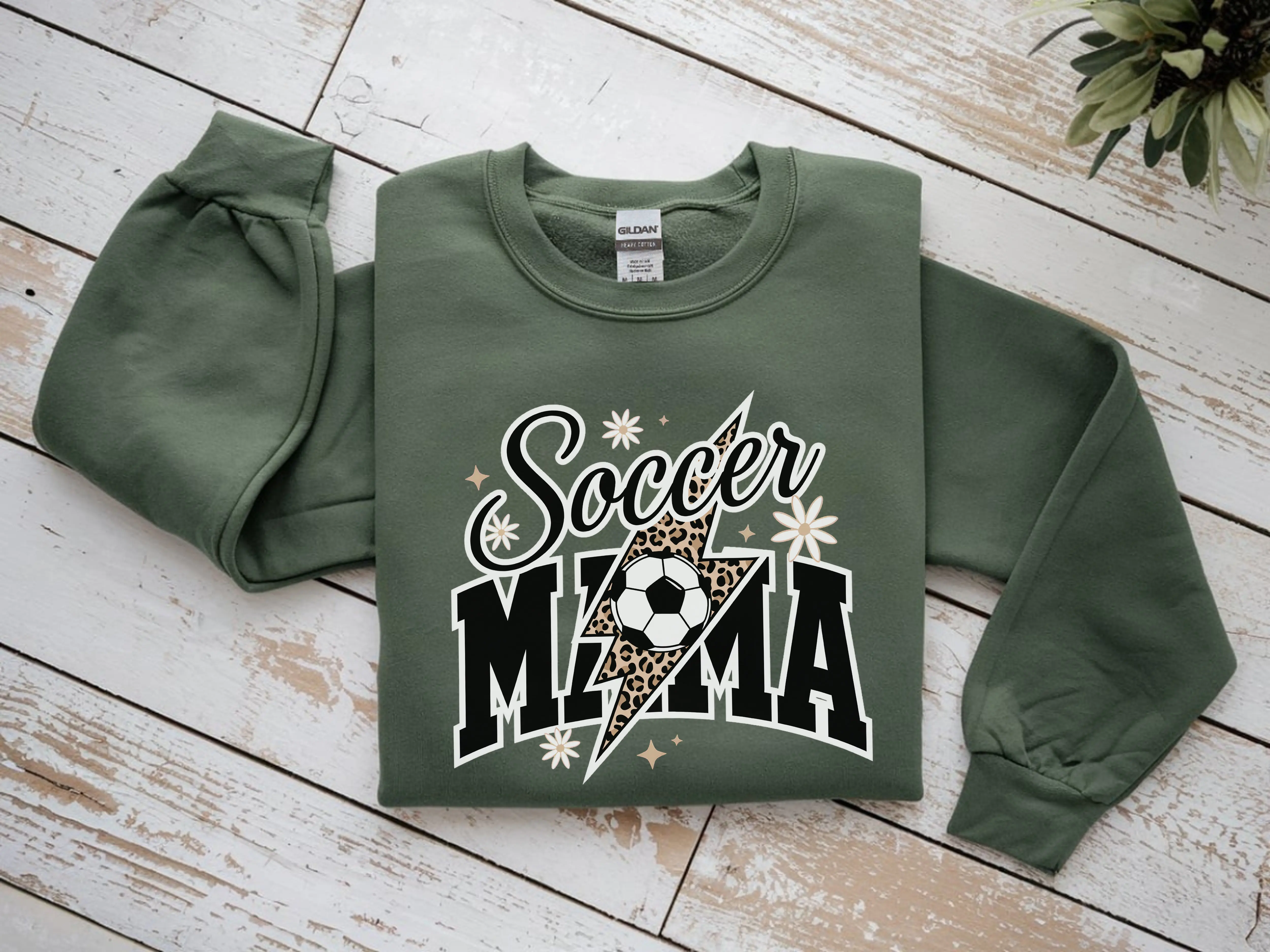 Women's Soccer Mama Lightning Cheetah Print Hoodie - Cute Crewneck, Trendy Ball Graphic, Loveable Soft Fabric Apparel, Cozy Unisex Day Outfit, Soccer Mom Gift