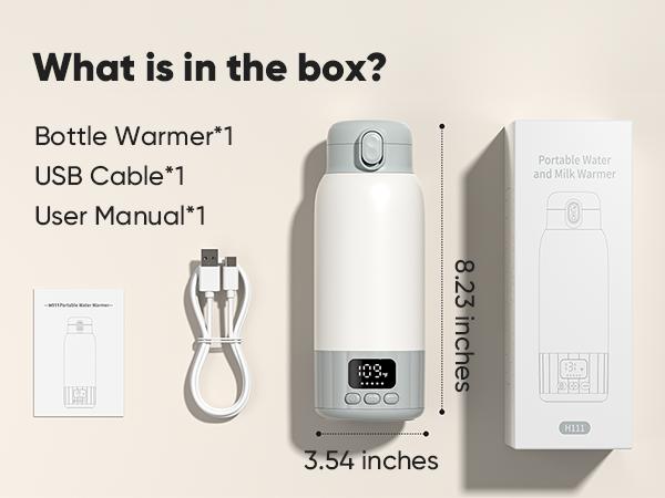 DDZJIAN Portable Baby Bottle Warmer Breast Milk Formula & Water Fast Heating 17oz Large Capacity 98ºF-131ºF Accurate Temperature Control 10400mAh for Travel Outdoor Vehicle Car Airplane Journey