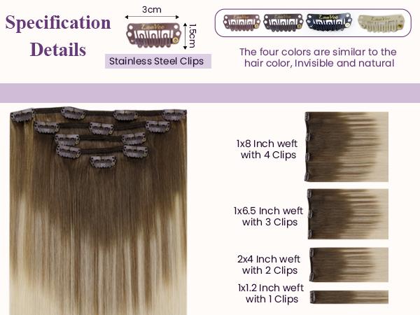 LaaVoo Clip in Hair Extensions Real Human Hair Double Weft Clip in Extensions 7 Counts TikTokShopHolidayHaul