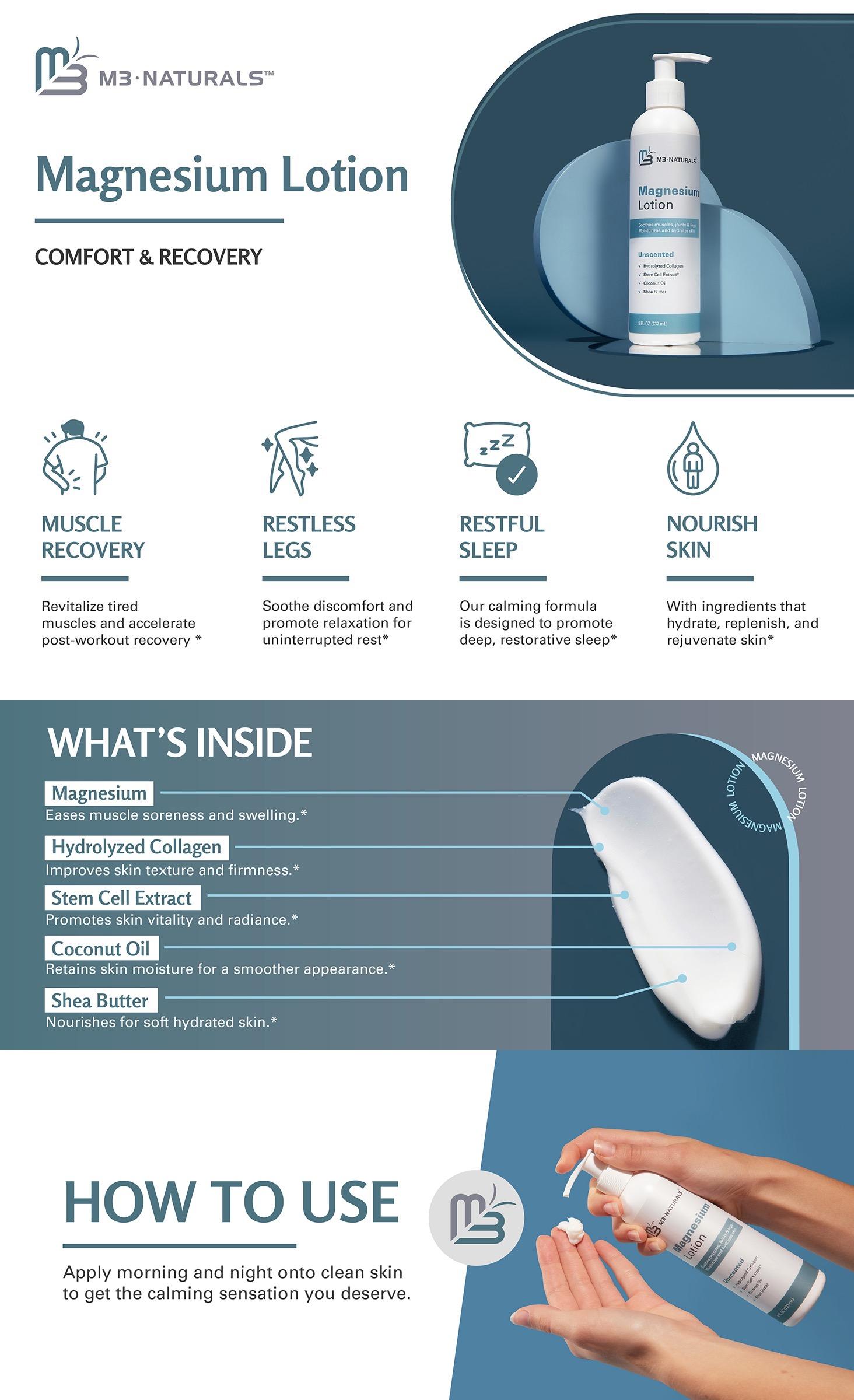 Magnesium Lotion - Ease Muscle Cramps, Calm Restless Legs, Magnesium Cream for Sleep, Moisturize & Soothe - Coconut Shea Bodybutter for Body Care 8oz