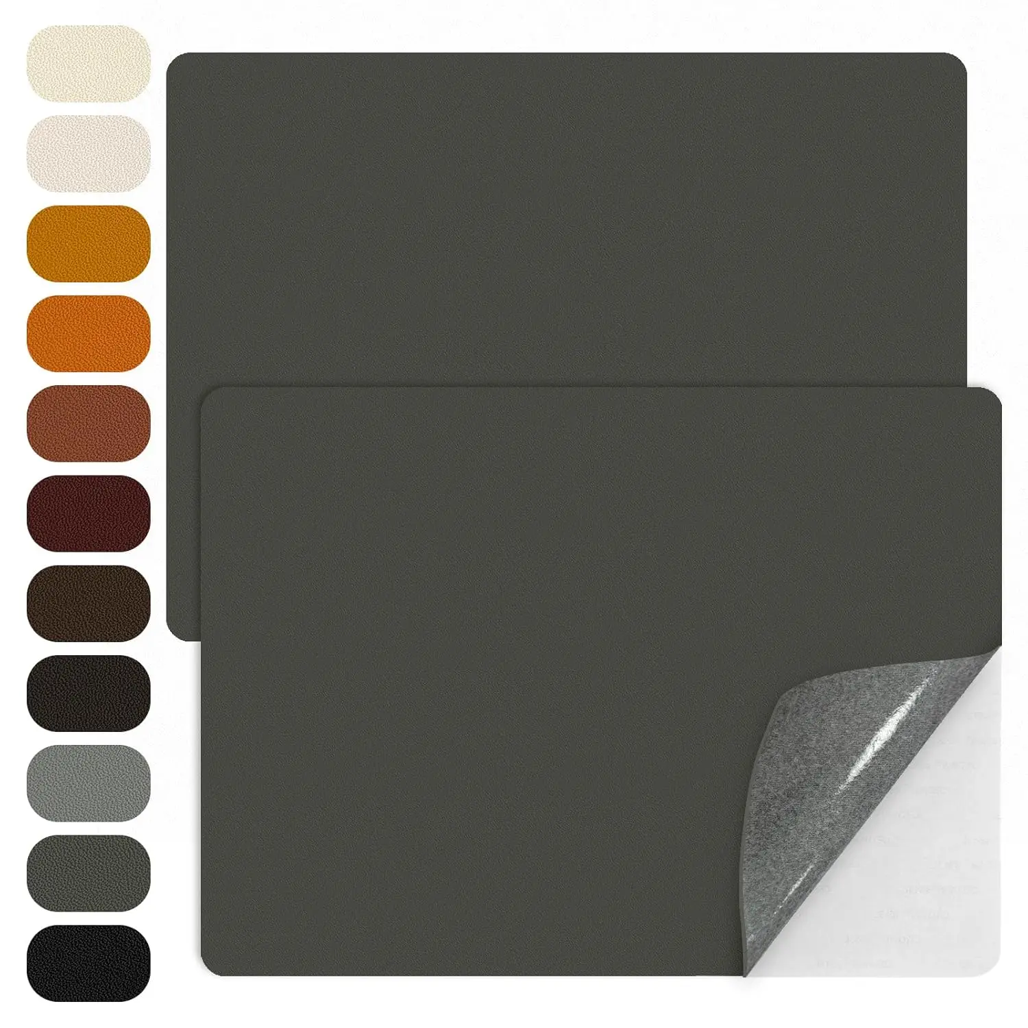 Black Leather Repair Patch, 2 Pack 8x11 in Self-Adhesive Sheets with Lychee Texture for Furniture, Couch, and Car Seat Upholstery, Stick-On Patch, Easy Apply, 2 Sheets