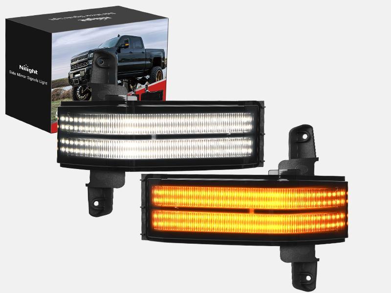 Nilight Side Mirror Marker Light Switchback Amber Turn Signals White Parking Lights Smoked Lens Plug and Play Compatible With 2016-2019 Chevy Silverado GMC Sierra 1500 2500HD 3500HD Nilight Side Mirror Marker Light Switchback Amber Turn Signals White Parking Lights Smoked Lens Plug and Play Compatible With 2016-2019 Chevy Silverado GMC Sierra 1500 2500HD 3500HD