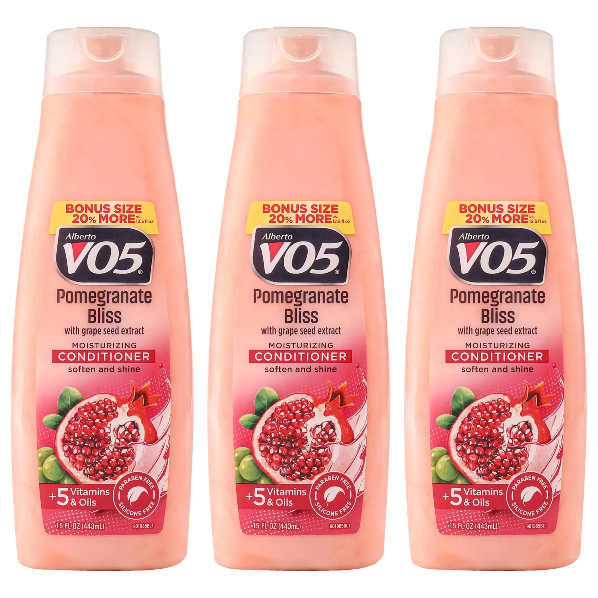 Alberto VO5 Moisturizing Pomegranate Bliss Haircare Conditioner, Unisex 15 fl oz Set of 3 Bottles (3-Pack), Grape, Three Bottles