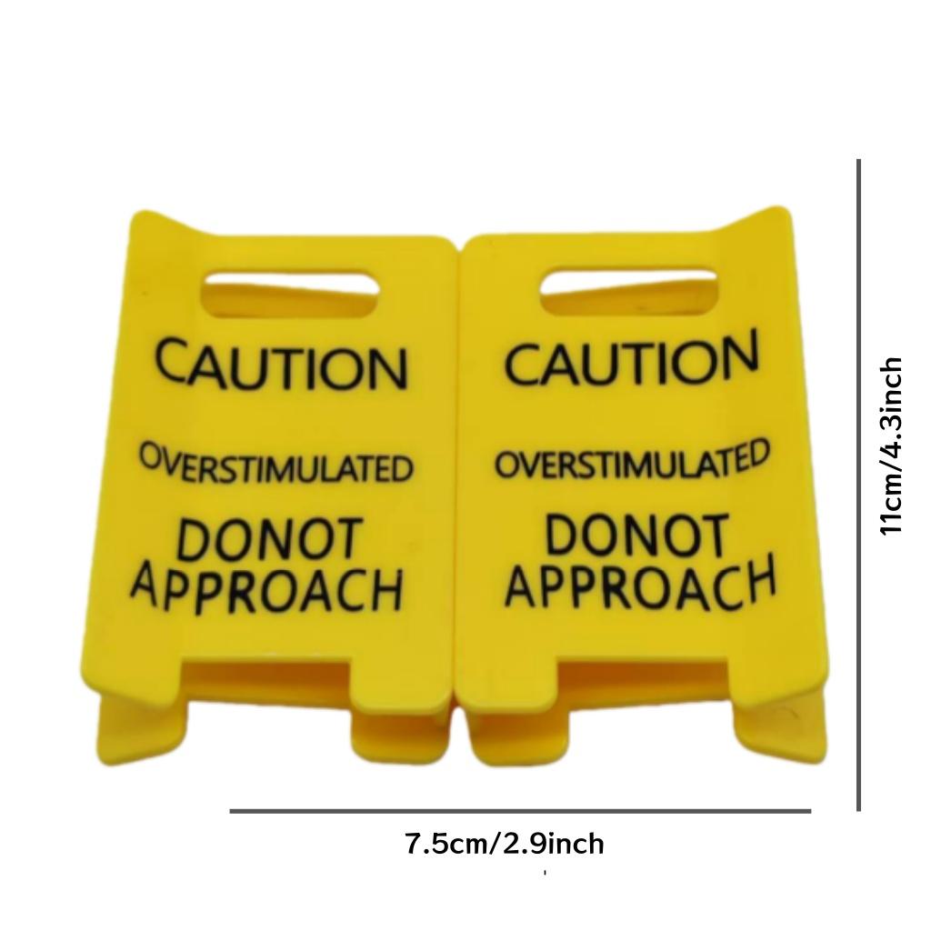 Overstimulated Caution Sign Hair Claw Clip, Setting Boundaries Caution Sign Hair Claw for Women, Funny Mental Health Awareness Gift, Large Hair Clips for All Hair, Yellow Novelty Hair Accessory