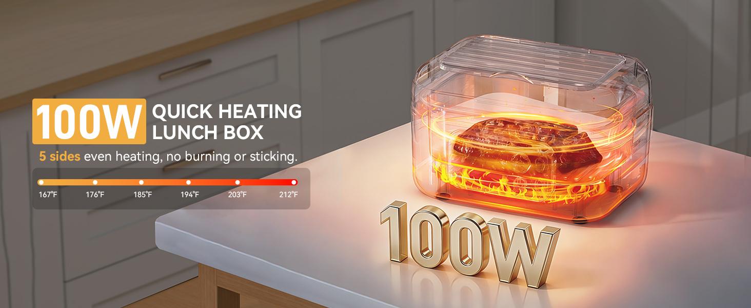 Yofidra Cordless Heated Lunch Box, 24000mAh 100W Electric Lunch Box with Smart Timer, 6.3-Cup Super Large Lunchbox for Men & Women, Portable Food Warmer with Insulated Bag for Outdoor/Office, Black Tableware Stainless Steel