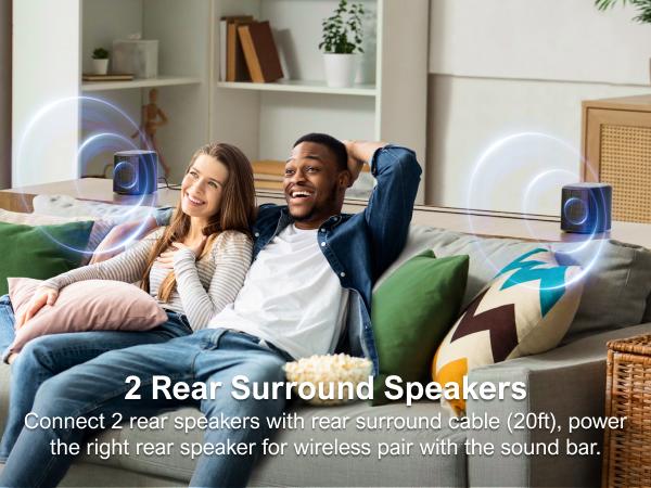 ULTIMEA Aura A40 7.1ch Virtual Surround Soundbar for Small Rooms- 4 Wired Surround Speaker, 4-inch Subwoofer, Smart App Control, Remote, for Compact Home Theaters, TV, MobilePhone, PC, Sleek Wall-Mountable, Apartment, Flat