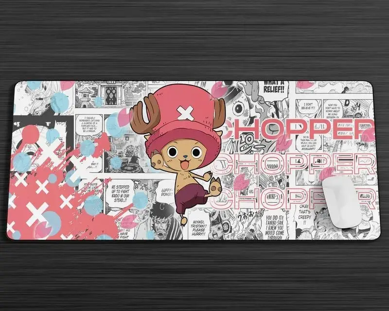 Chopper One Piecee Mouse Pad, Cute Anime Manga Desk Mat with Comic Panel Background, Large Gaming Mat for Keyboard and PC Setup