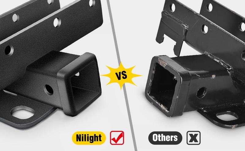 Nilight 2" inch Rear Bumper Tow Trailer Hitch Receiver Kit, Compatible for 2007-2018 Jeep Wrangler JK 4 Door & 2 Unlimited, w/4-Pin Wiring Harness (Exclude JL Models)