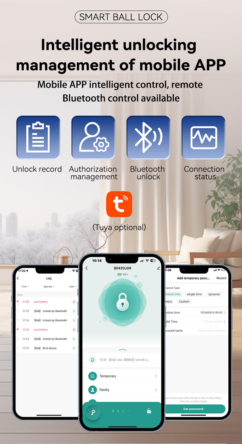 Smart 3 in 1 Fingerprint Door Lock Digital Keypad Smart Door Lock with App Control Keyless Entry Door Lock for Home Bedroom Apartment Office Garage