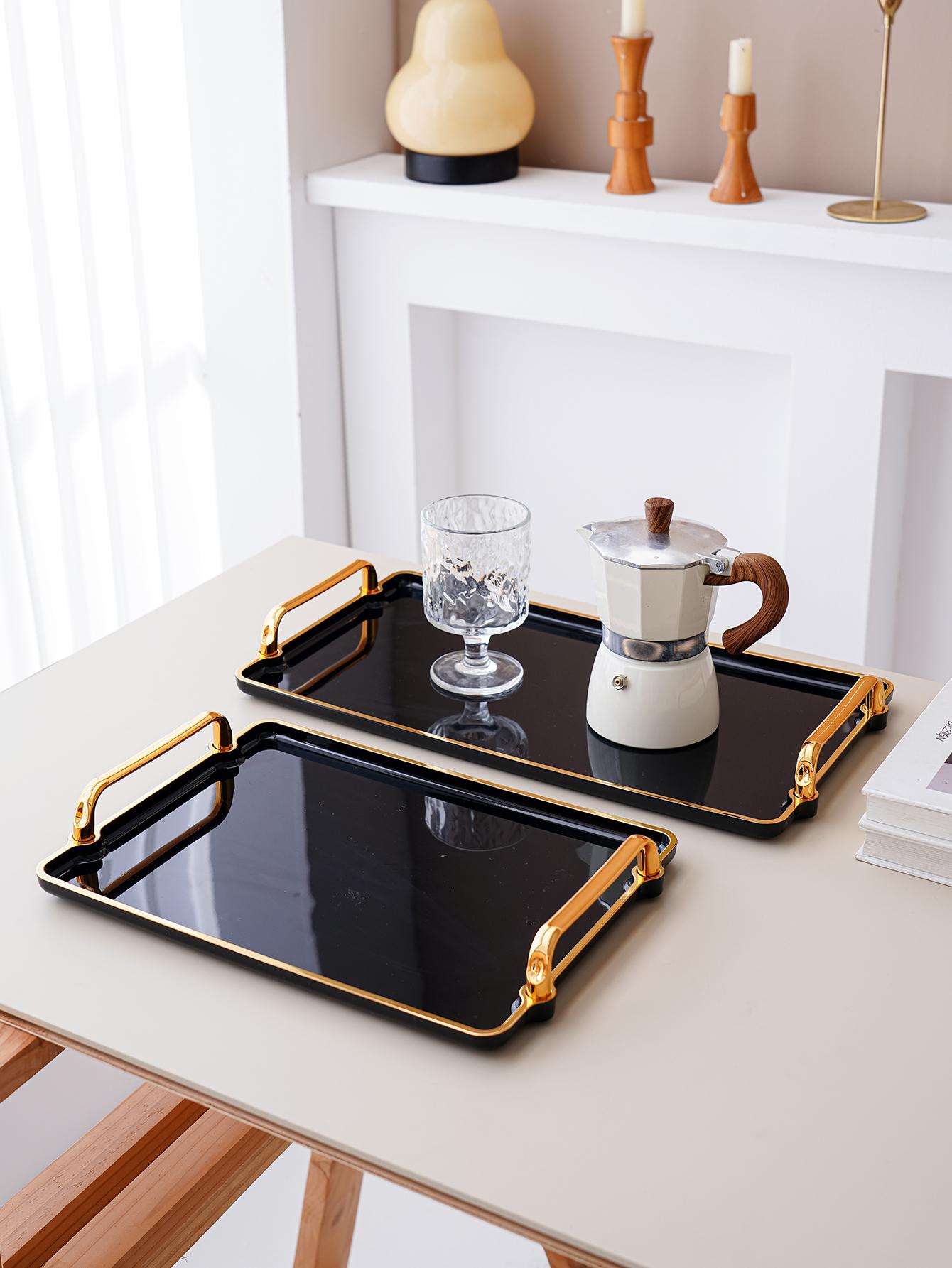 Black Acrylic Serving Tray - Rectangular, Perfect for Kitchen Use, Wedding & Party Decor, Tea Party Setup & Home Display