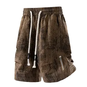 Men’s Summer Tie-Dye Cargo Shorts — Lightweight, Quick-Dry, Breathable Solid Color Athletic Bermuda Shorts with Drawstring and Multiple Pockets