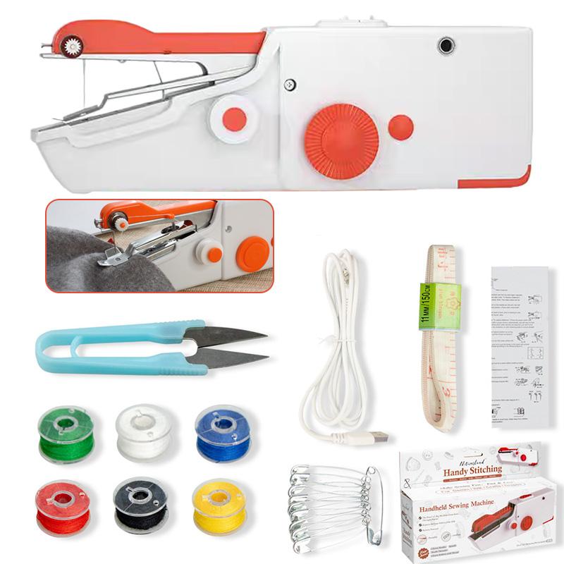 Mini Handheld Sewing Machine with Storage Bag Tool Kit (Battery Not Included), DIY Sewing Machine for Beginners and Home Travel, Portable Electric Sewing Machine, Emergency Sewing Kit, Easy to Operate, Quick Stitching Sewing Machine Kit