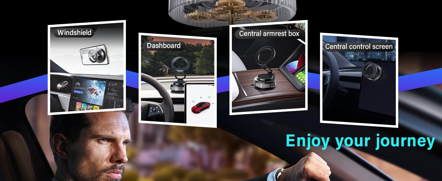 Magnetic Car Phone Holder for MagSafe: 28+LBS Strong Suction Vacuum Phone Mount for Men/Women - 360° Rotatable Adjustable Portable Cell Phone Stand for iPhone 12-16 Pro Max Plus