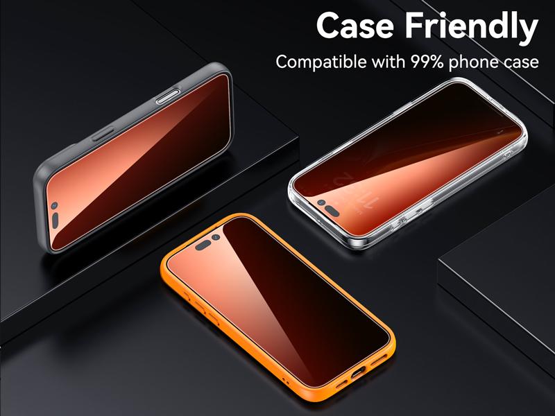 Esanik 2 Pack for iPhone 17 Pro Max Colorful Privacy Screen Protector – Gradient Anti-Spy Tempered Glass, Military-Grade 9H Hardness, Anti-Scratch, Shatterproof, Flawless Fit Tray