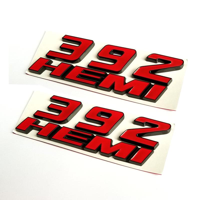 392 Side Emblem Badge Set Fits Dodge Challenger Charger Replacement (Black/Red) 2-Pack
