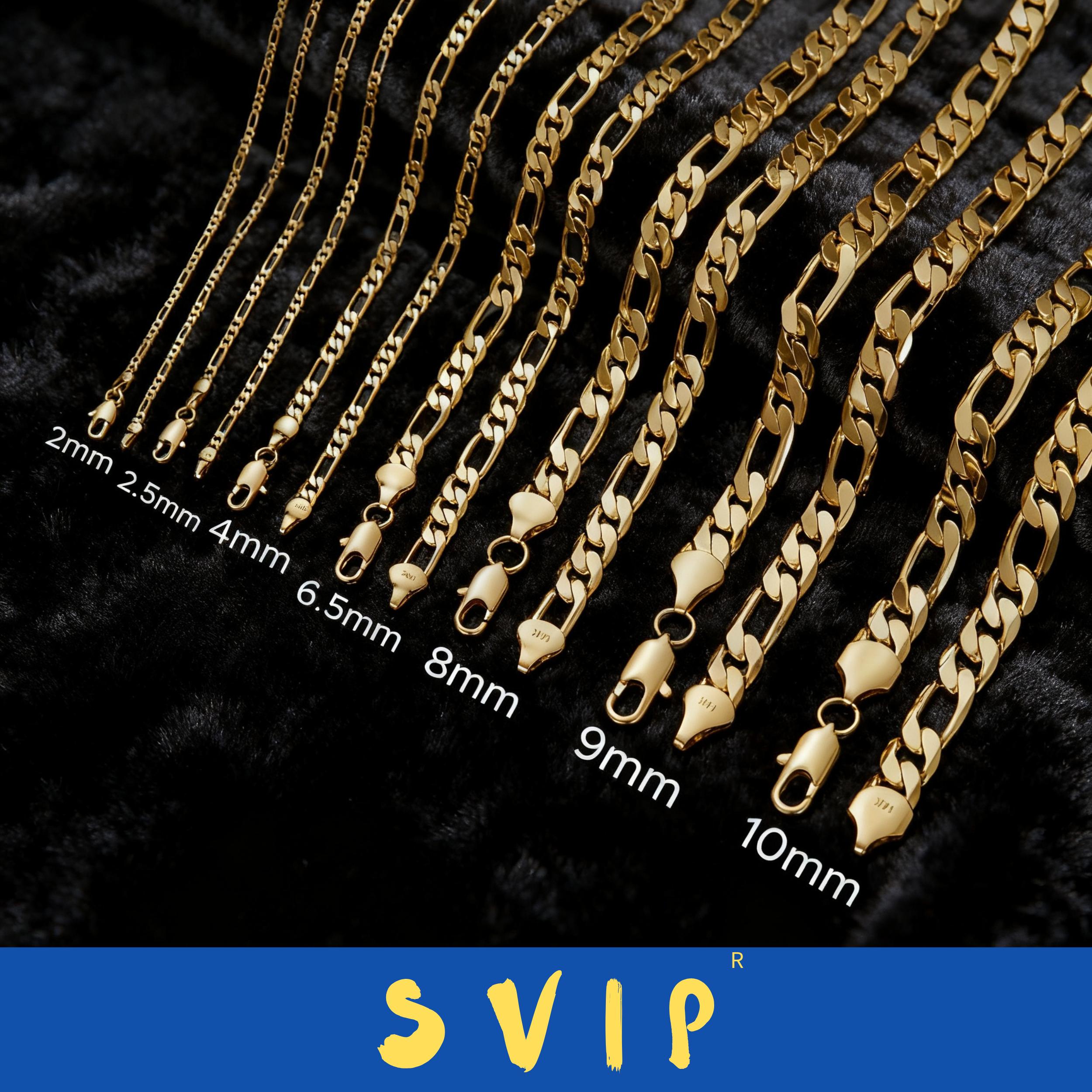 [Free 3-Day Shipping] Men's 14K Gold-Plated Brass Figaro Chain Necklace — 2mm/10mm width, available in 20–26-inch lengths. Italian-style Cuban chain, anti-tarnish nano-coating, hip-hop street style, minimalist layered jewelry, men's gift