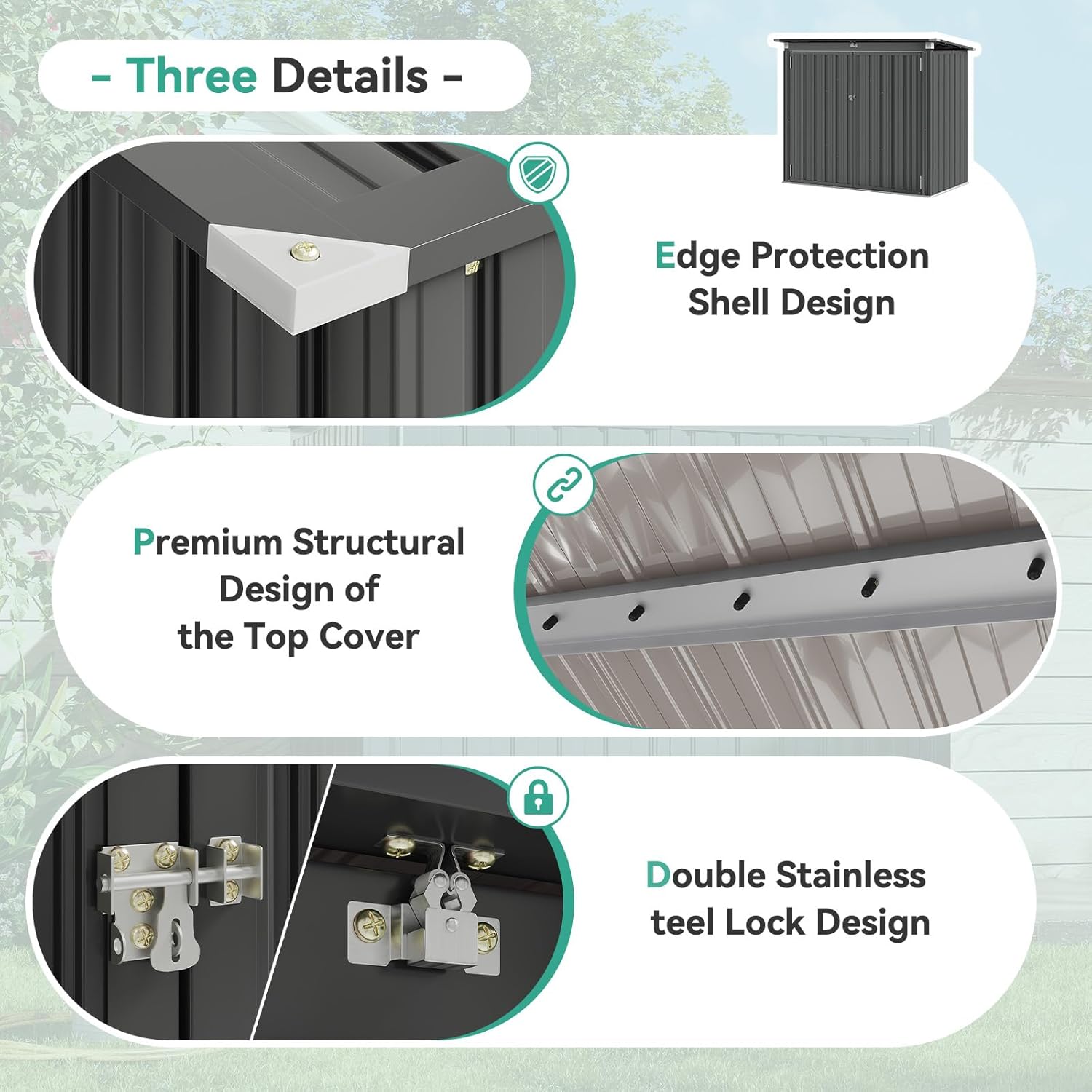 Aoxun Outdoor Heavy-Duty Metal Storage Shed - Waterproof Home Secure Storage, Chain Lid Trash Can Enclosure, Fits 2 Bins, Holds Generator/Garden Tools, User-Friendly Instructions+Tools Included, Reliable Protection, 30-Day Happy Home Guarantee