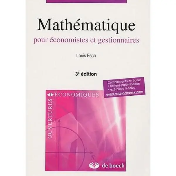USED-Mathématique pour économistes et gestionnaires by Louis Esch (Paperback)