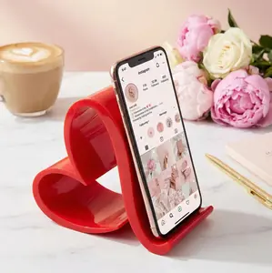 Heart Shaped Phone Stand Valentine | 3D Printed Desk Holder | Red Phone Dock | Cute Aesthetic Desk Accessories | Gift for Her