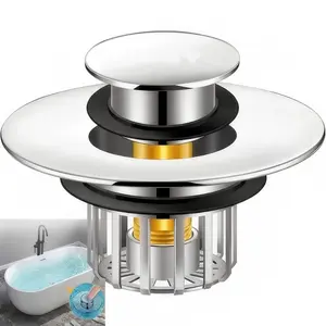 Creative 3 In 1 Bathtub Drain Stopper with Hair Catcher Pop Up Tub Stopper with Filter Basket for 1.45 To 1.8 inch Drain Shoe Detachable Anti Clogging Bath Tub Plug
