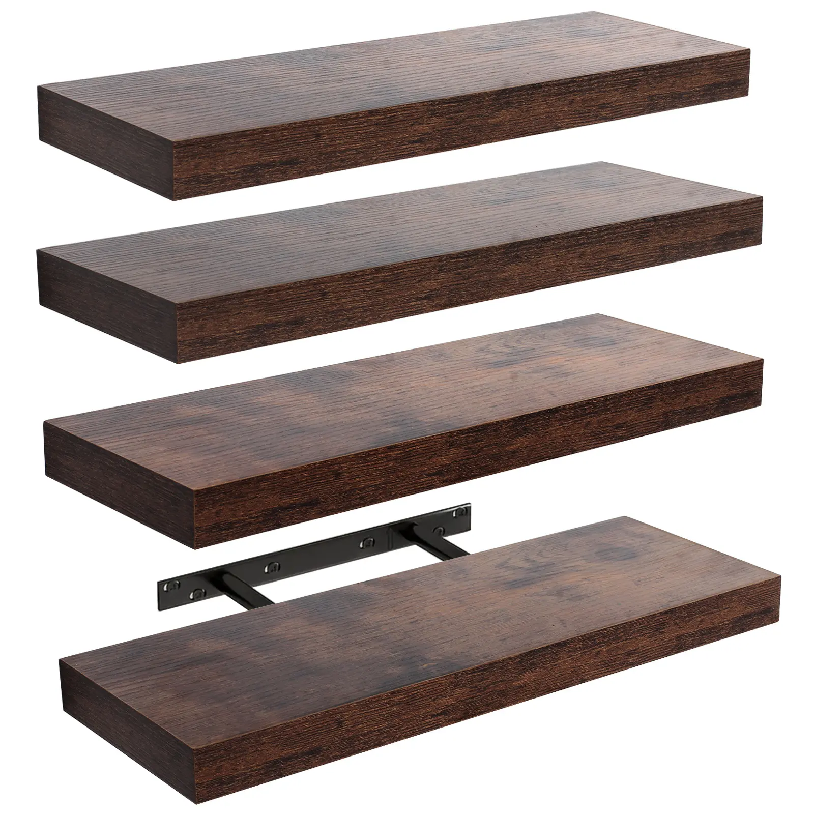 Floating Shelves for Wall Set of 4, Rustic Bathroom Shelves Over Toilet, Wall Shelves for Bedroom Living Room Decor, Floating Shelf Display Shelving