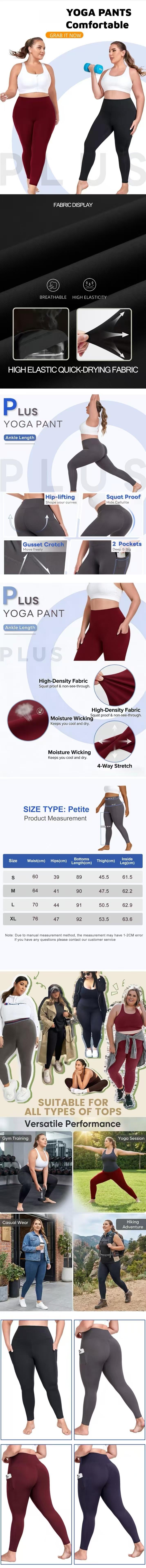 4 Pairs Women's High-Waisted Yoga Leggings Plus-size Yoga Pants with Pockets, All Season Style, Comfortable, Tight-fitting, Warm, with Great Elasticity, Sports Leggings, Base Layer Pants, Running Gear, Sleek Design, Opaque Fabric
