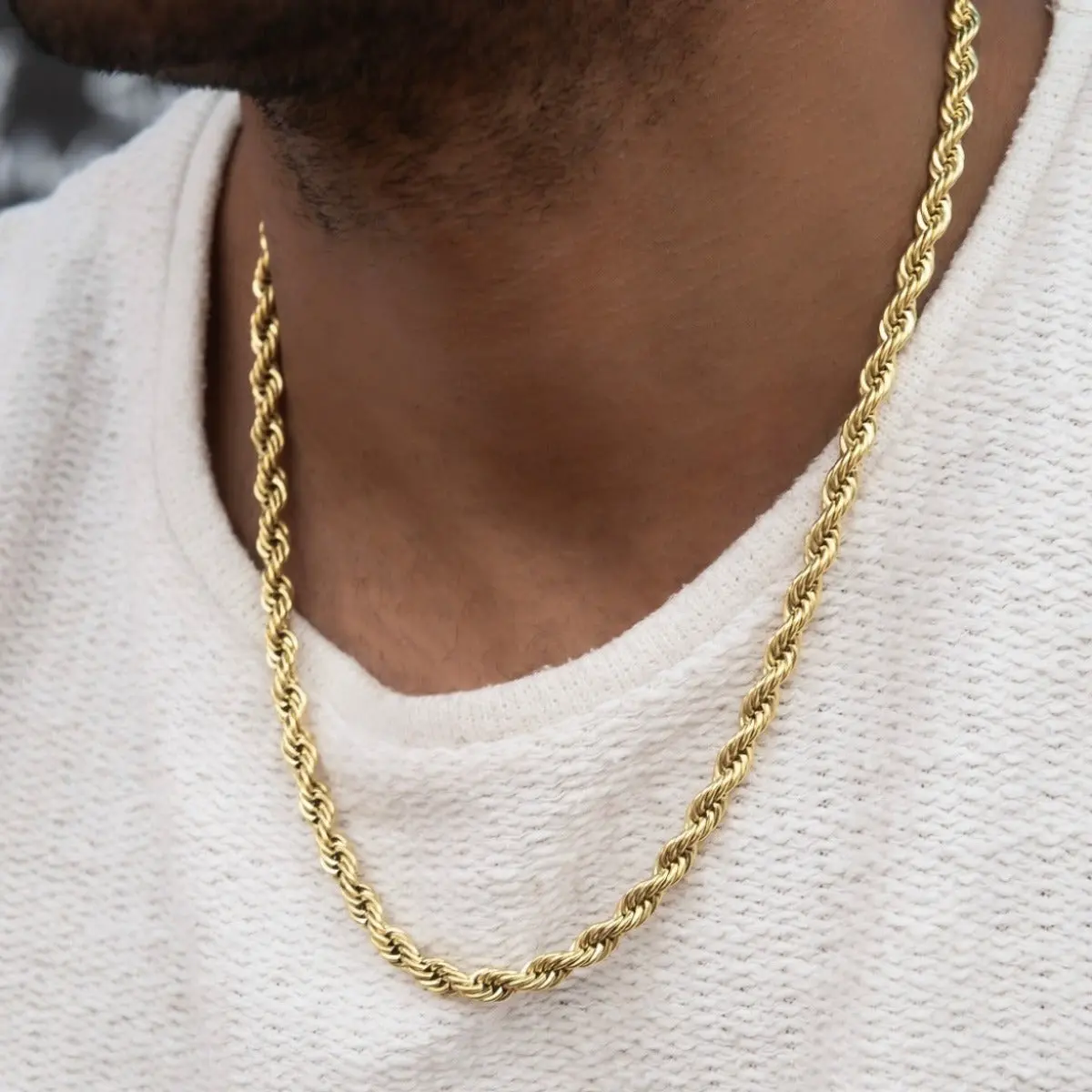 GLD Rope Chain Necklace | 18k Yellow Gold - 6mm in Width - 16-30" Lengths | Lifetime Guarantee - Perfect Gift