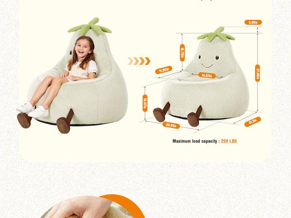 31" 24'' Bean Bag Chair for Kids, Memory Foam Filled Bean Bag for Teens & Kids, Ultra Soft Fabric Bean Bag Chairs for Playroom, Living Room, Bedroom