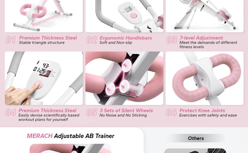 MERACH Adjustable Ab Trainer Machine LCD Monitor Foldable Abdominal Exercise Equipment Core Trainer Workout for Body Buttocks Shaper Fitness Equipment MERACH Adjustable Ab Trainer Machine LCD Monitor Foldable Abdominal Exercise Equipment Core Trainer Workout for Body Buttocks Shaper Fitness Equipment