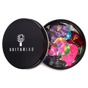 Guitar Pick Gift Tin - 18pcs Guitar Picks for Acoustic Guitar - Celluloid plectrums Guitar Pick for Electric, Acoustic, Bass & Ukulele - Thin, Medium & Heavy Design, Beginners to Performers
