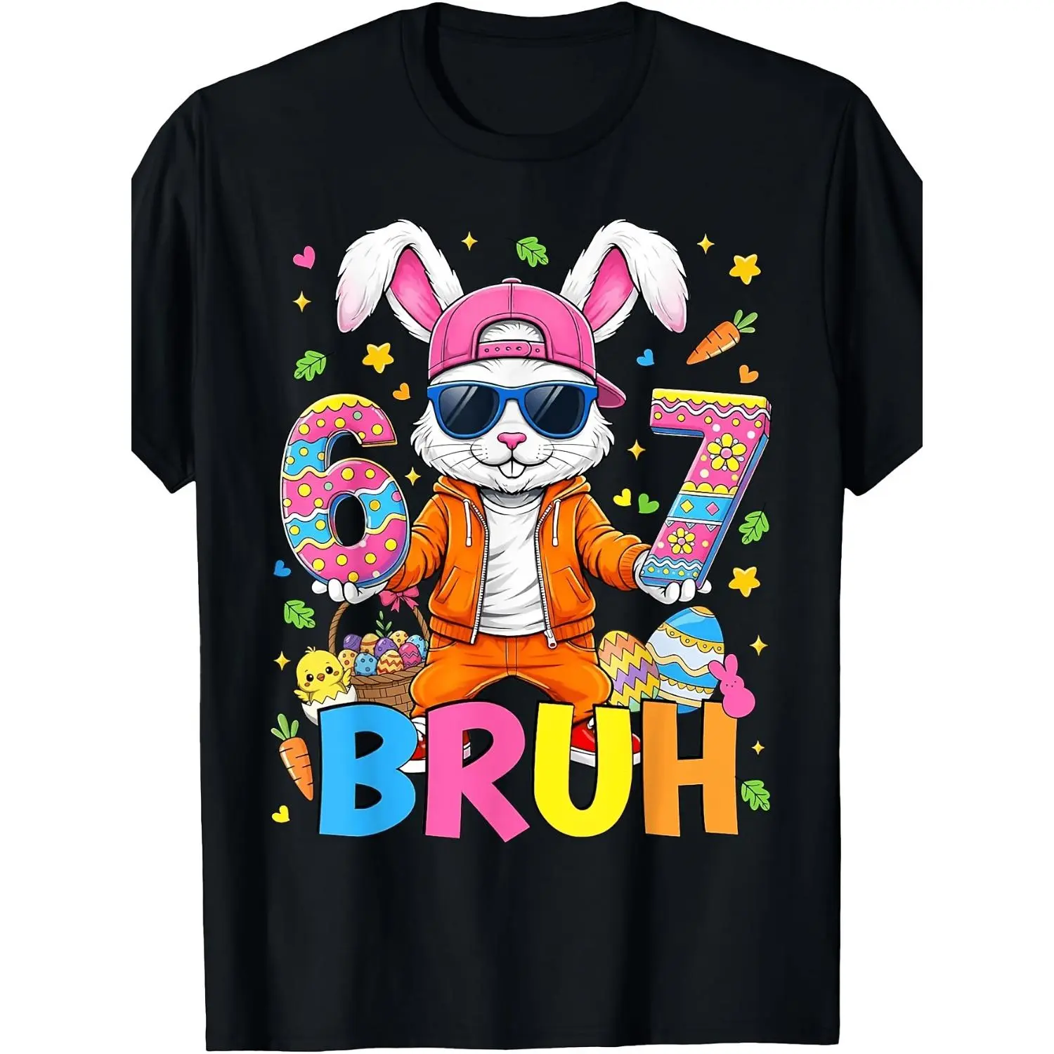 Easter Day Bunny Rabbit Face Graphic Cotton T-Shirt Comfortable Unisex Tee