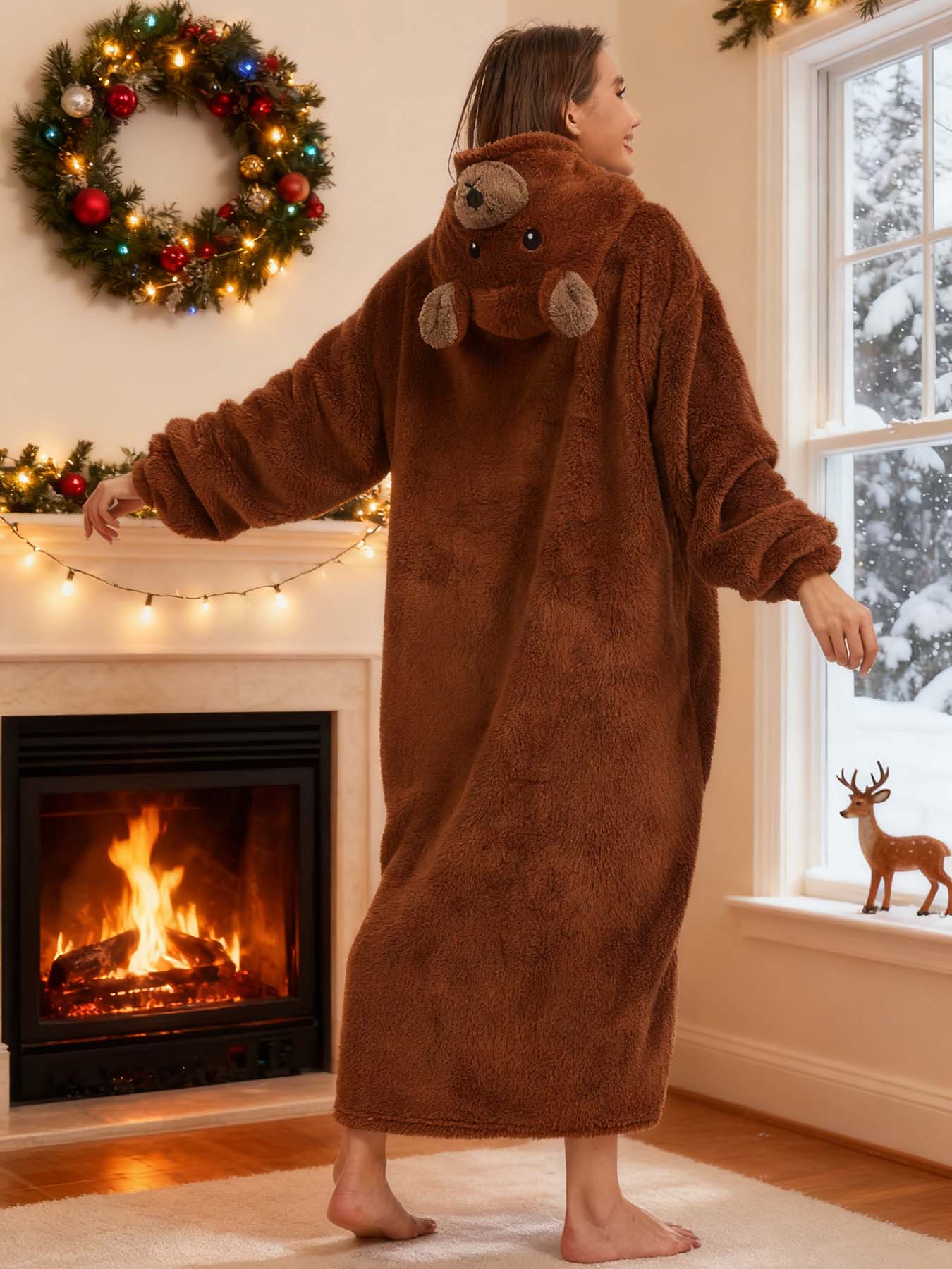 Warm Animal Style Wearable Blanket Cozy Thermal Throw for Adults and Kids Perfect for Lounging and Relaxing Home Indoor Use Soft Fluffy Fleece Blanket Ideal for Cold Weather