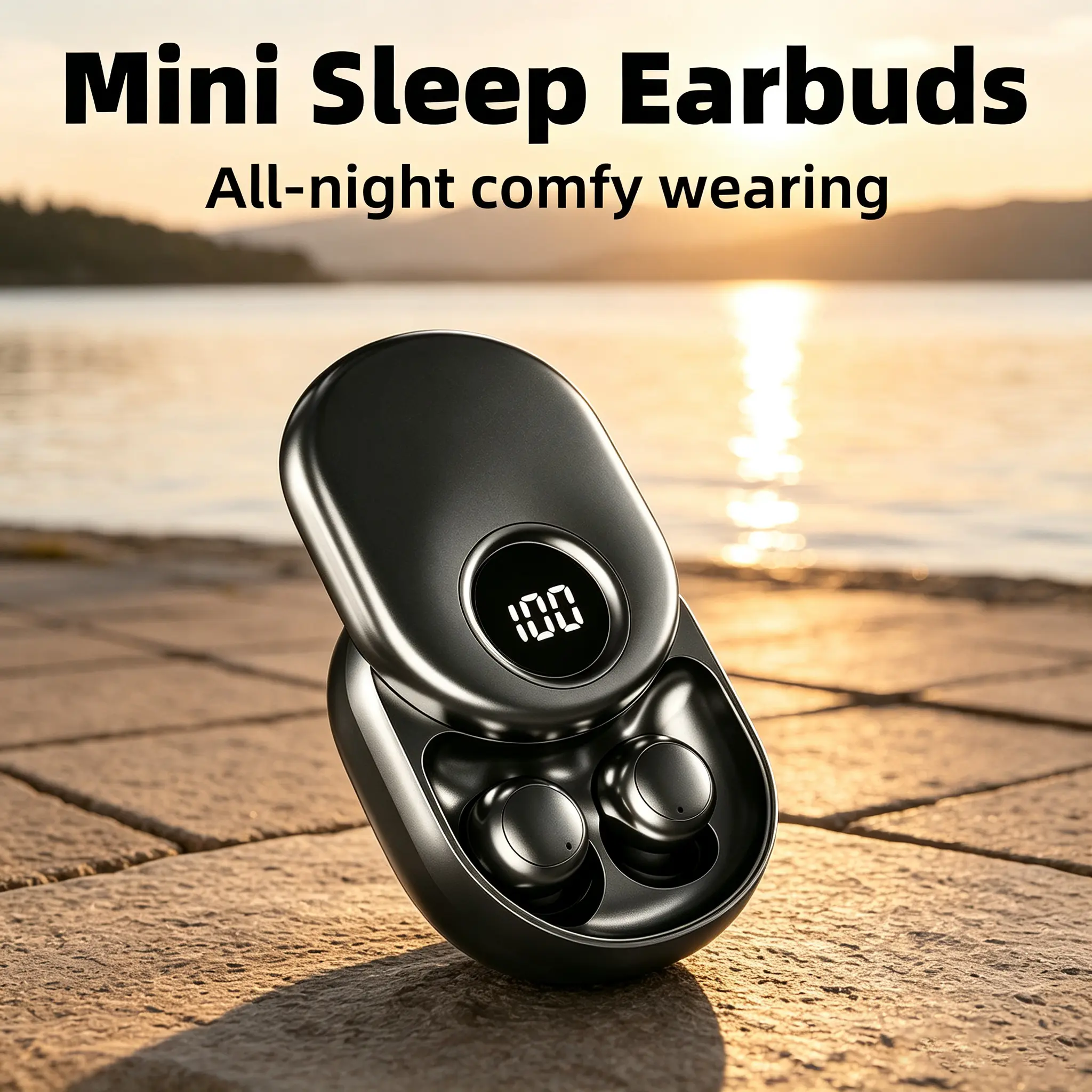 Wireless In-Ear Bluetooth Sleeping Headphones - Curved Contour Canal Fit, Extended Wear Comfort, Side-Sleeping Compression-Free, Active Noise Cancel, Lightweight Build, Mobile Phones Charging Compatible, Water Resistant, Ideal for Naps & Night Use