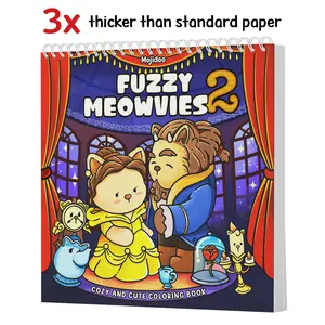 Mojidoo Fuzzy Meowvies 2 Cozy Movie-Inspired Cat Coloring Book for Adults & Cinephiles 30+ Unique Pages Bold Designs Single-Sided Printing 8.5 x 8.5 Inches