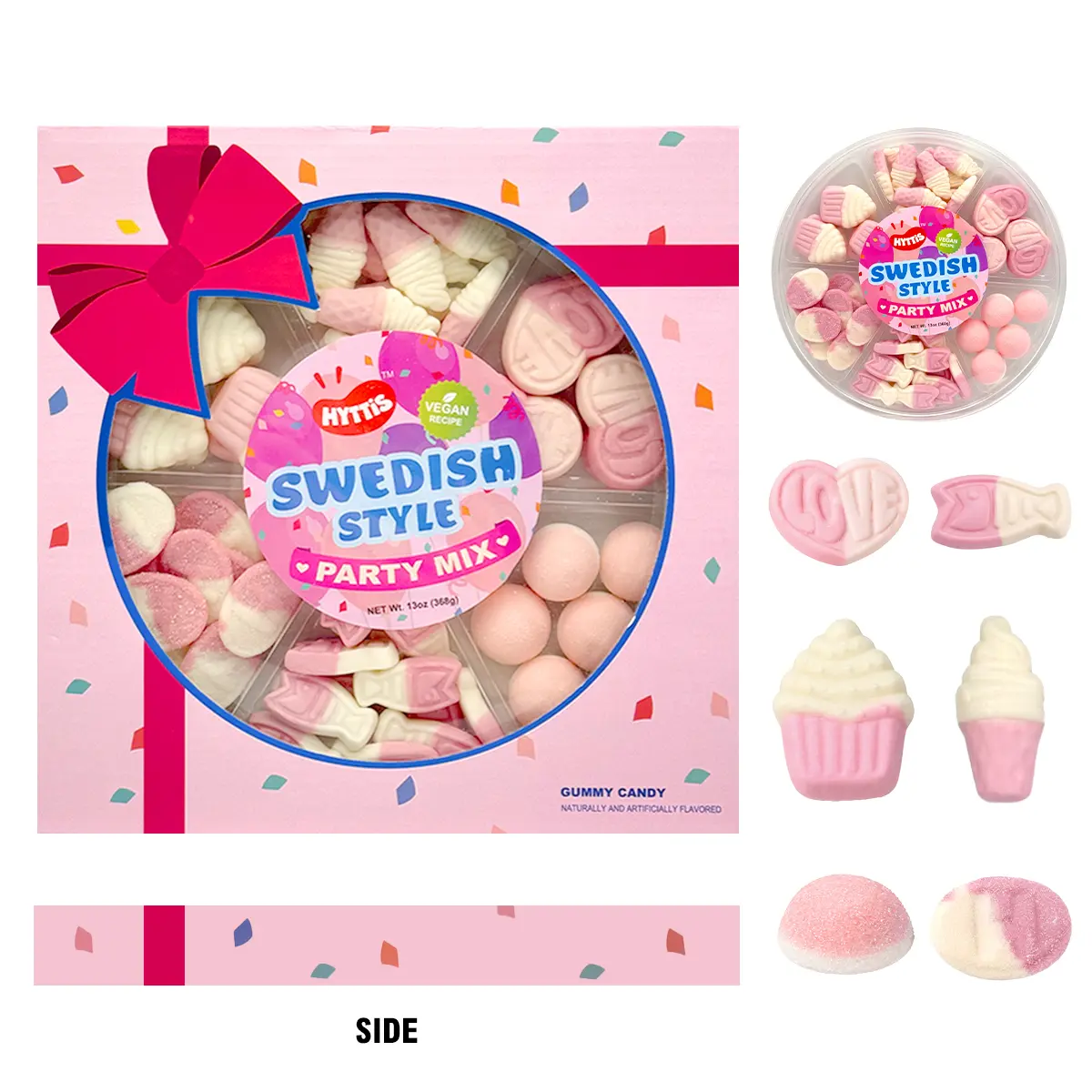 Swedish Style Gummy Candy Gift Box 368g Sweet & Sour Assorted Soft Chewy Gummies Mango Blueberry Banana Toffee Strawberry Vanilla Candy