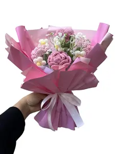 Handmade Crochet Pink Flower Bouquet | Elegant Yarn Floral Gift