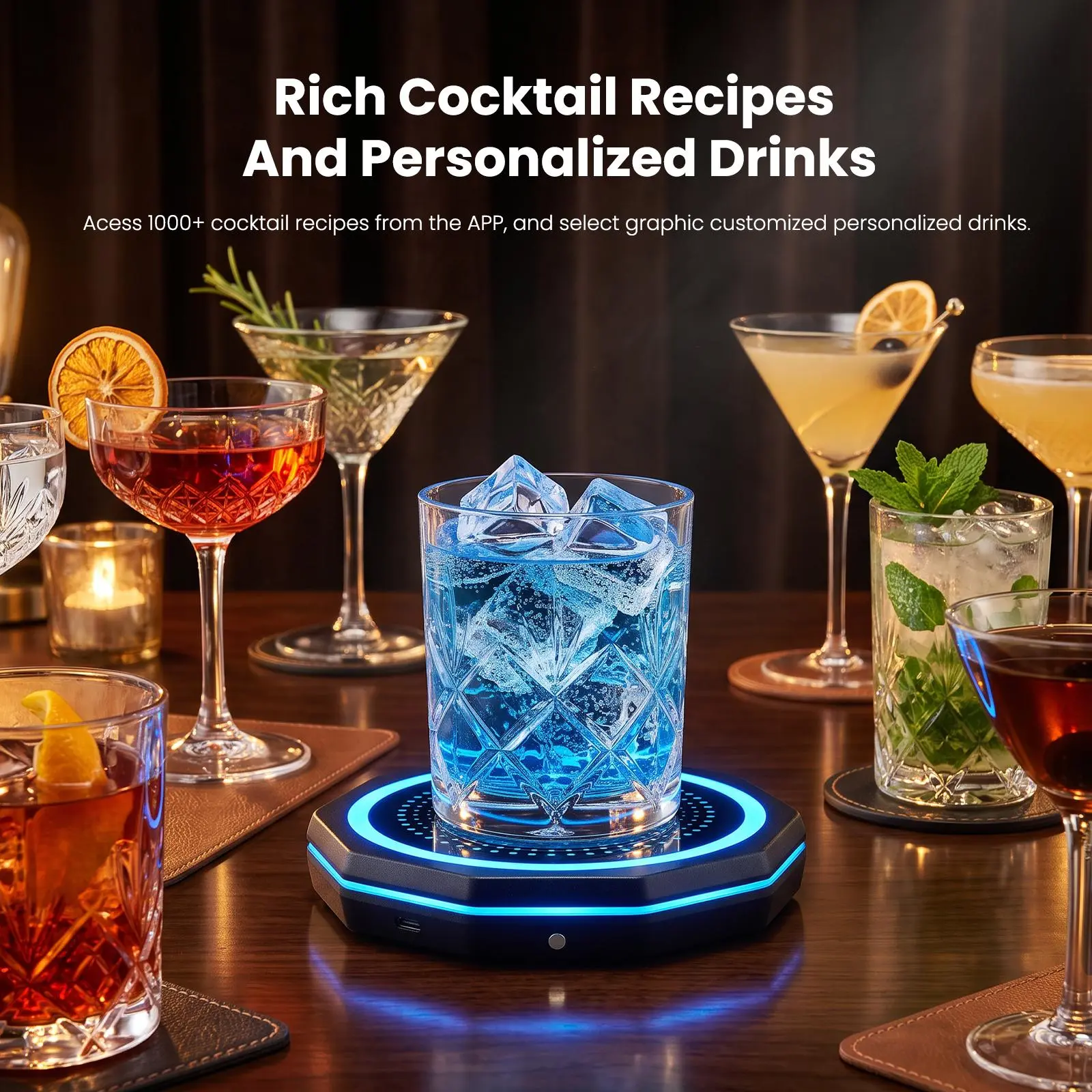Barsys Smart Coaster 2.0 –Smart Cocktail Maker Portable Cocktail Maker & Drink Mixer, App Controlled Automatic Cocktail Mixing Machine with 1000+ Recipes for Cocktails & Mocktails