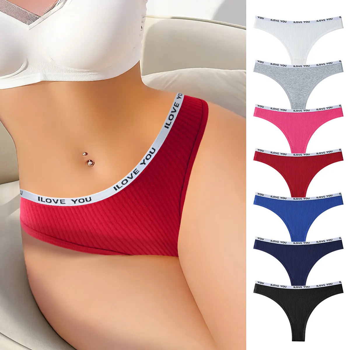 Hotcom Women's Sexy Low Waist Letter Print Thong Panties - Lady's Lingerie with Soft, Breathable Fabric for All-Season Everyday Wear summerwins,summerwins