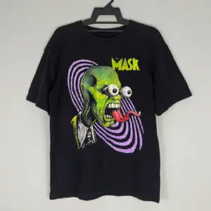 The Mask Promo Black Tee, Urban Street Style Vintage Graphic Tee Unisex Top â Y2K Grunge Aesthetic, Top Menswear Womenswear Streetwear