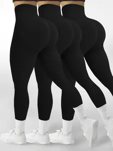 Women's Seamless High Waist Butt-Lifting Leggings – Solid Color Slim Fit Activewear Pants for Gym & Everyday Wear