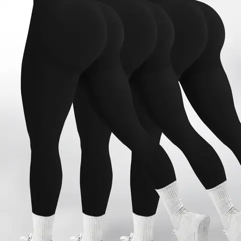 Women's Seamless High Waist Butt-Lifting Leggings – Solid Color Slim Fit Activewear Pants for Gym & Everyday Wear