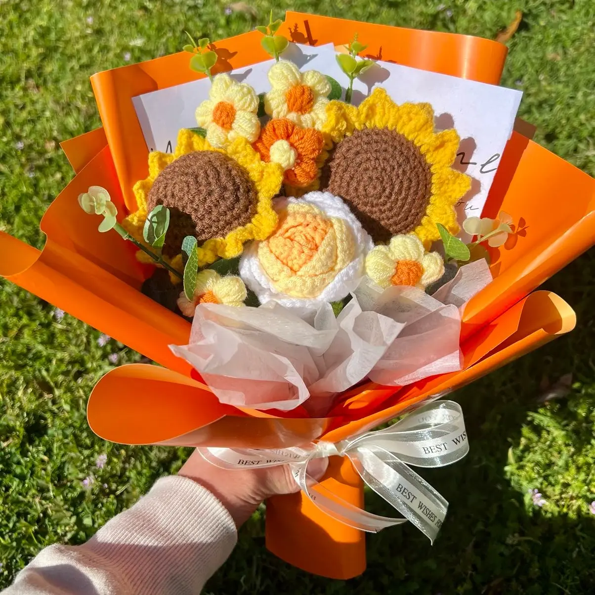Crochet sunflowers bouquet