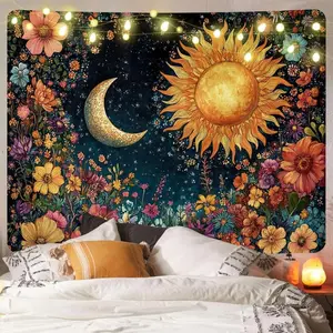Sun & Moon Pattern, Starry Sky Pattern Tapestry, DIY Oil Painting Tapestry, Wall Hanging Decor for Home Living Room Bedroom, Home Decor Tapestry