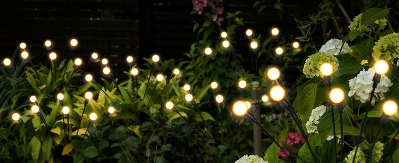 Solar Garden Lights, LED Swaying Solar Lights Outdoor Waterproof, Warm White Firefly Outdoor Decorative Lights, Garden Decor, Yard, Patio, Pathway Decoration Gardening Gifts