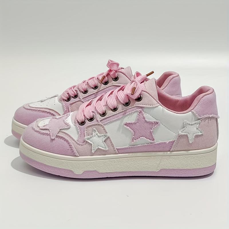 Women's Lightweight Breathable Vintage Star Patterned Casual High Top Sneakers Non Slip Sole Four Seasons Skateboard Running Shoes Black