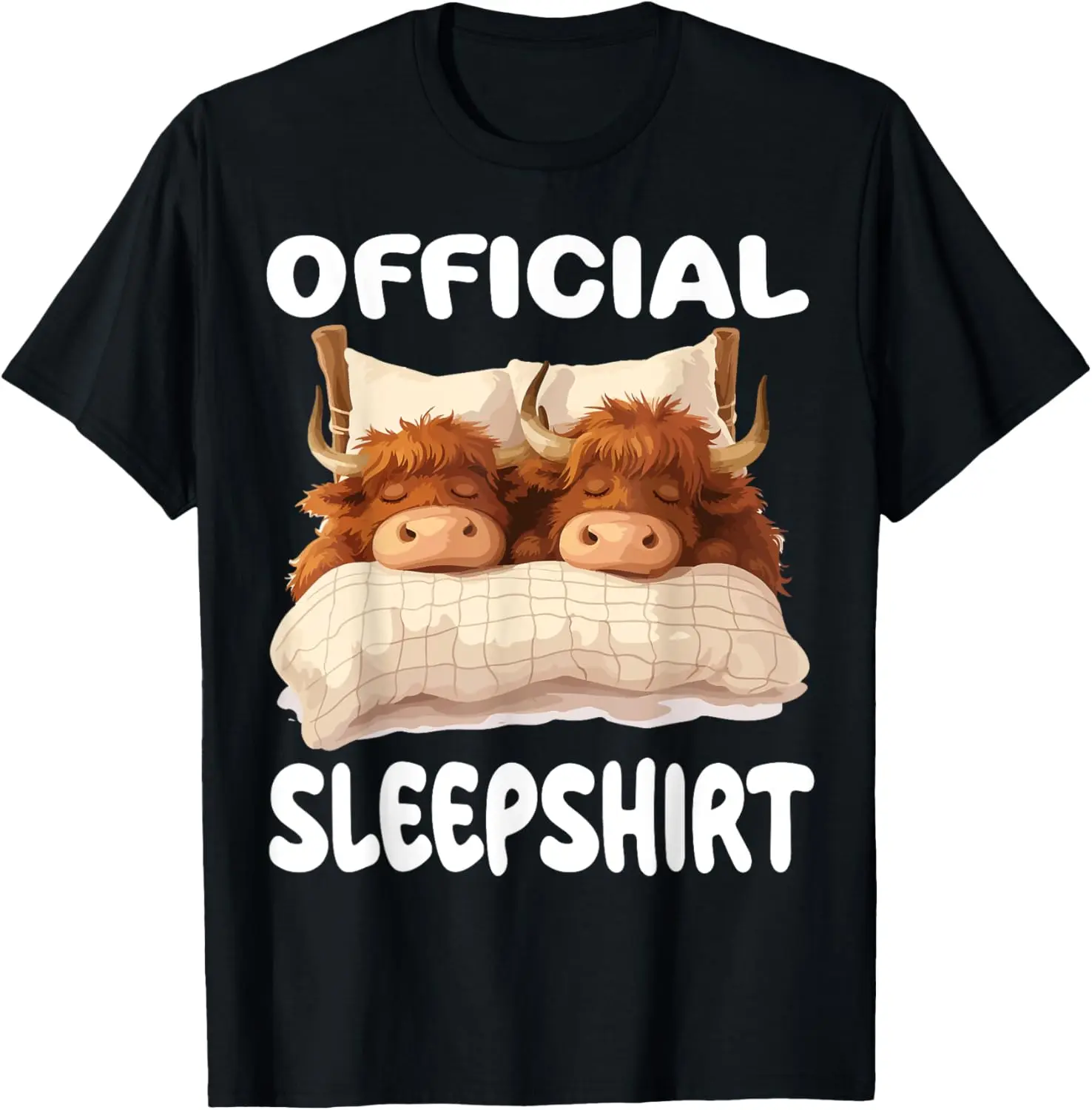 Men's Scottish Highland Cow Graphic Knit Soft Streetwear Crewneck Cotton Short-Sleeve Sleepshirt - Casual Menswear Pajama Top, Tops, Tshirt, Casual Fit, Unisex Fit