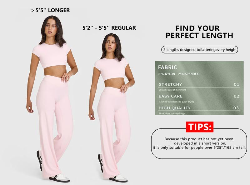 GYMSPT Straight Leg Bottoms High Waisted Casual Pants No Front Seam Comfortable & Elastic Yoga Pants Wide Leg Gym Outdoor Sports Wear Flattering Figure