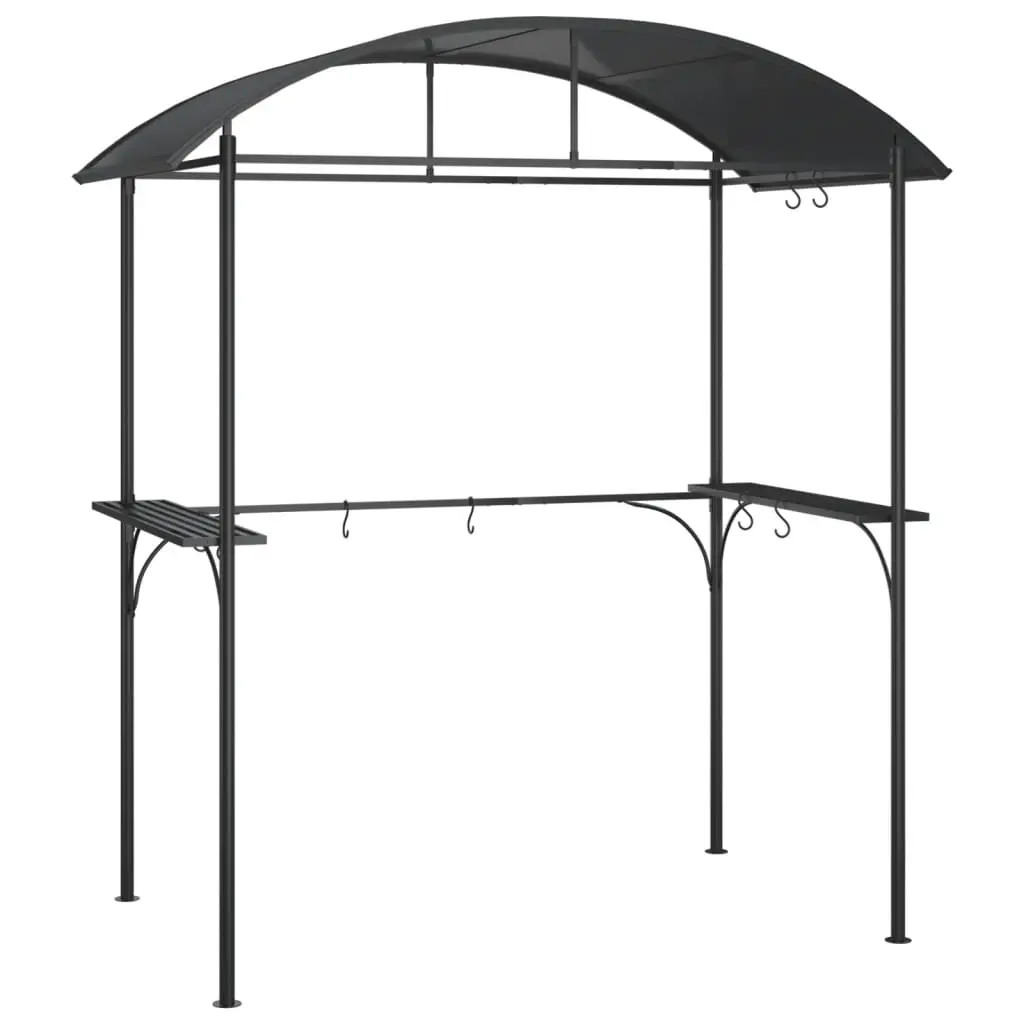 vidaXL Grill Gazebo, BBQ Canopy Grill Pergola Grill Shelter, BBQ Gazebo, Outdoor Kitchen Gazebo with Side Shelves, Anthracite Steel 360138